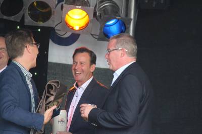 Im Gesprch mit Robert Glaab und Marcus Gurzawski nach dem Bieranstich